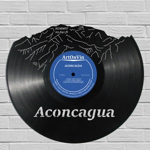 Aconcagua - Laser cut - carved vinyl record art - Music gift for occasions like: Birthday, Christmas, Weeding, Holiday - Cutout wall art