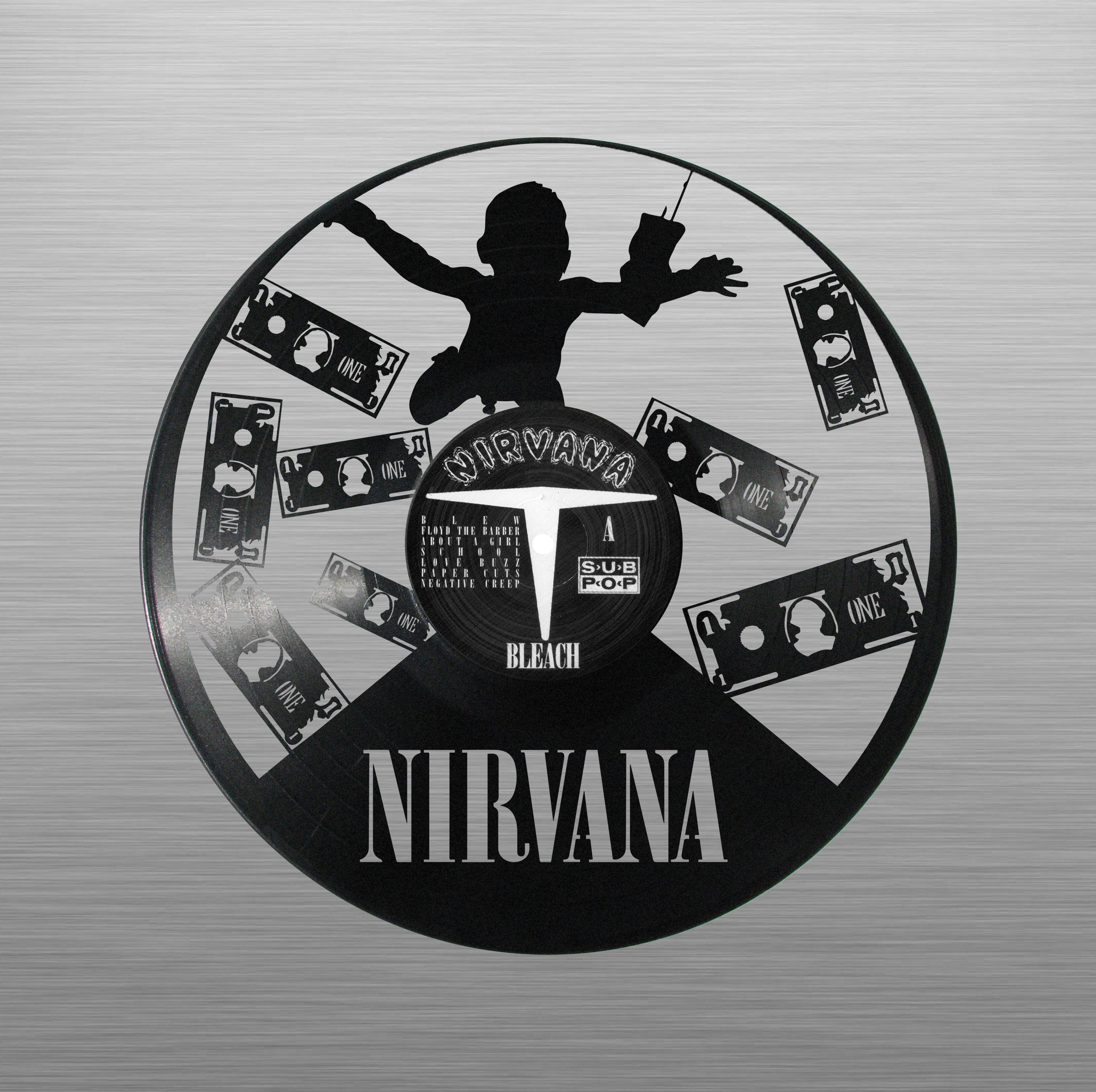 Nirvana Vinyl Clock Carved, Laser Cut Record Art, Music Gift for Occasion  Like: Birthday, Christmas, Anniversary Cutout Wall Art -  UK