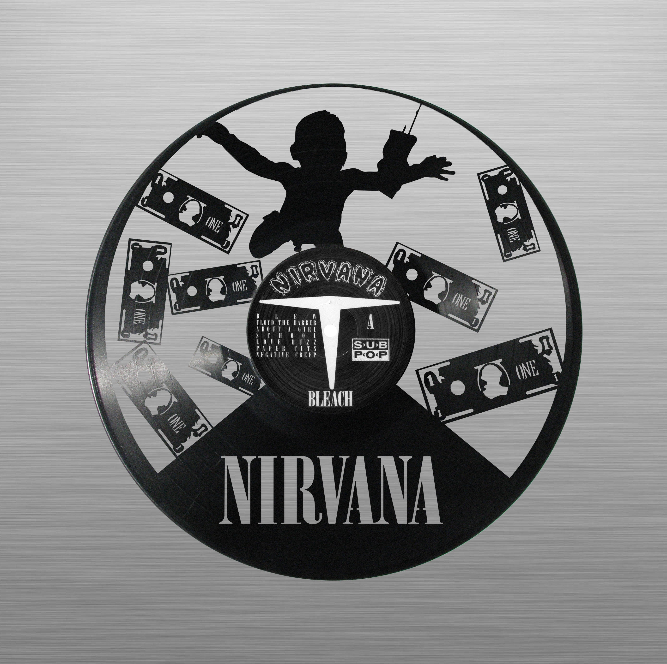 Nirvana - Vinyl Carved, Laser Cut Record Art, Music Gift for