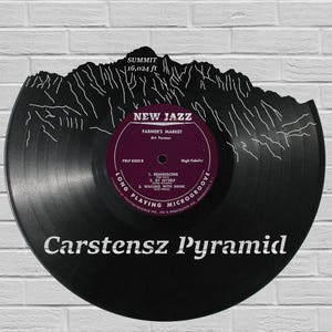 Carstensz Pyramid - Laser cut - carved vinyl record art - Music gift for occasions like: Birthday, Christmas, Weeding - Cutout wall art