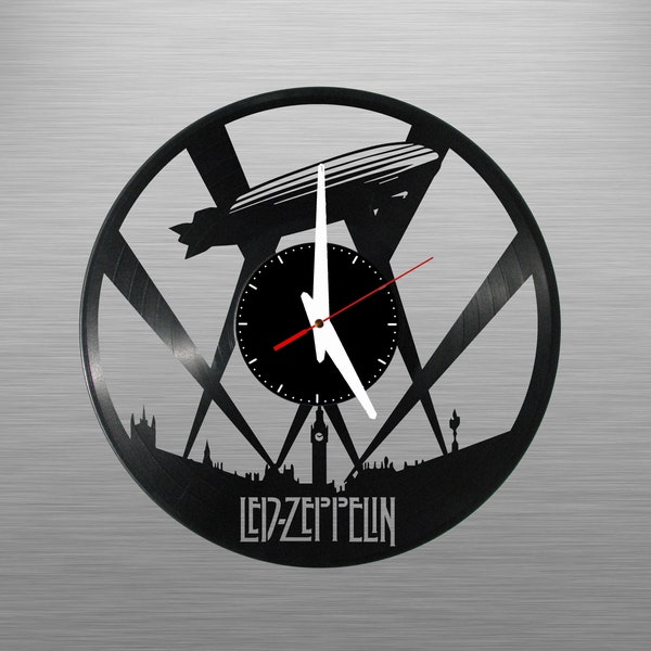 Led Zeppelin 1 - Orologio in vinile intagliato, arte disco tagliata al laser, regalo musicale per occasioni come: compleanno, Natale, anniversario - Arte da parete ritagliata