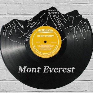 Mount Everest - Laser cut - carved vinyl record art - Music gift for occasions like: Birthday, Christmas, Weeding - Cutout wall art