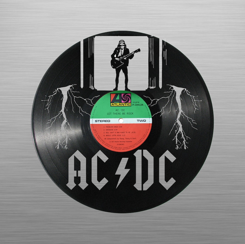 AC DC arte de disco de vinilo tallado para ocasiones - Etsy España