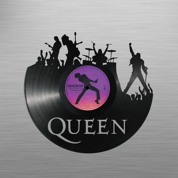 Queen 1 - Laser cut - carved vinyl record art - Music gift for occasions like: Birthday, Christmas, Weeding - Cutout wall art