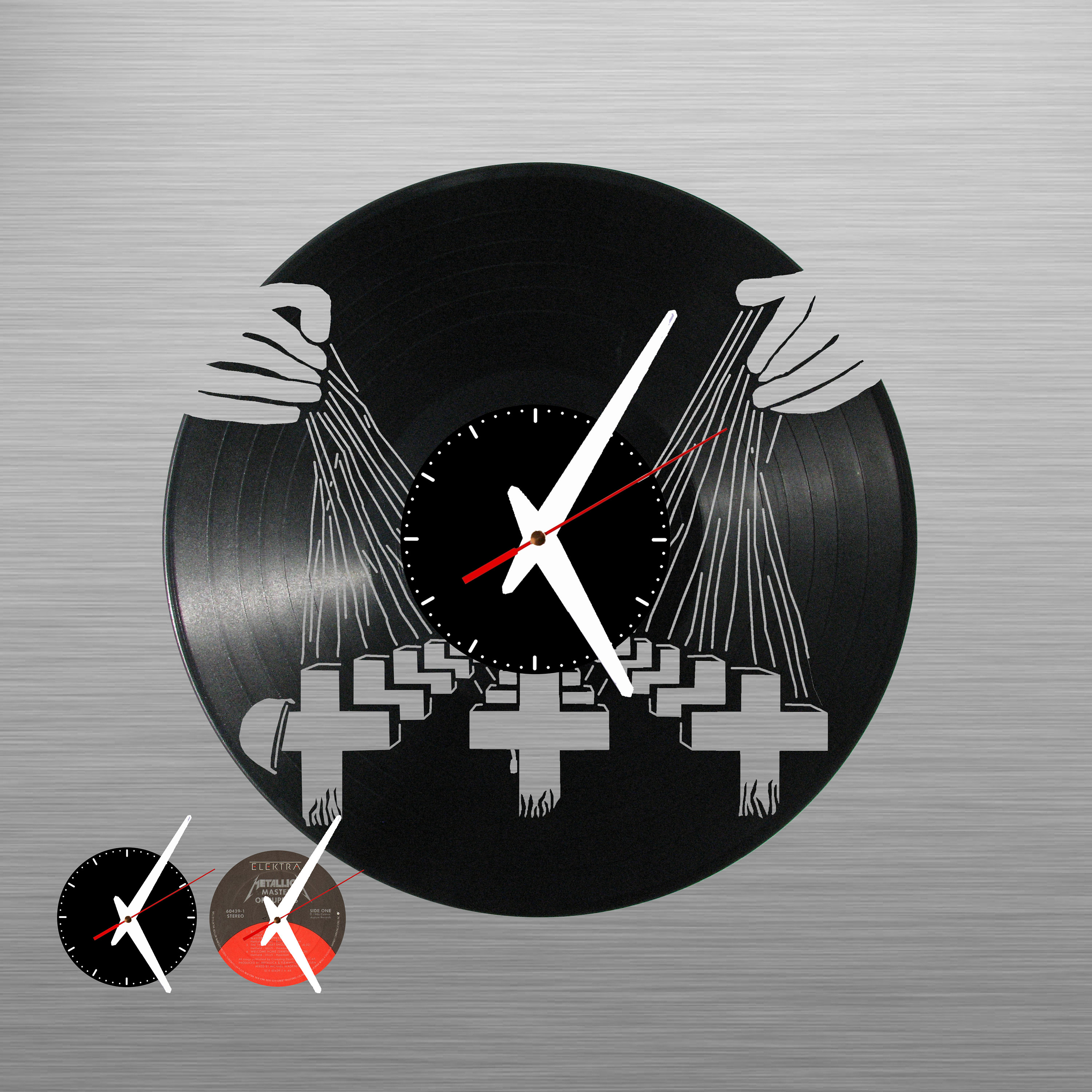 Inspired by Metallica - Vinyl Clock Carved, Laser Cut Record Art
