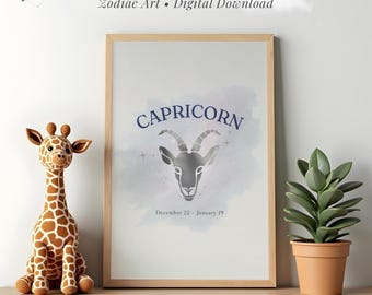 Capricorn Wall Art, Zodiac Print, Astrology Decor, Capricorn Sign, Celestial Art, Digital Download Poster, Printable Wall Art, 11x17 Print