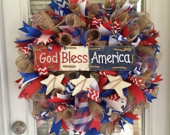 Americana Patriotic Mesh wreath