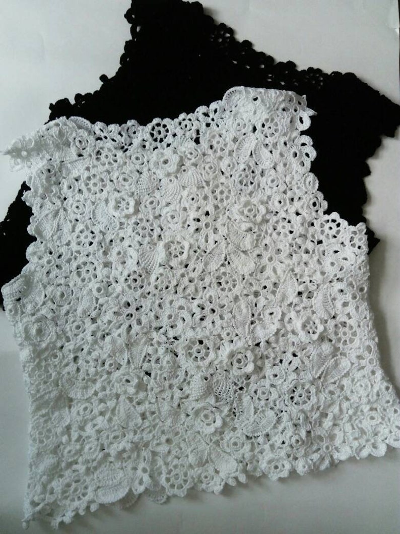 Beautiful crocheted cotton top. Irish lace Etsy