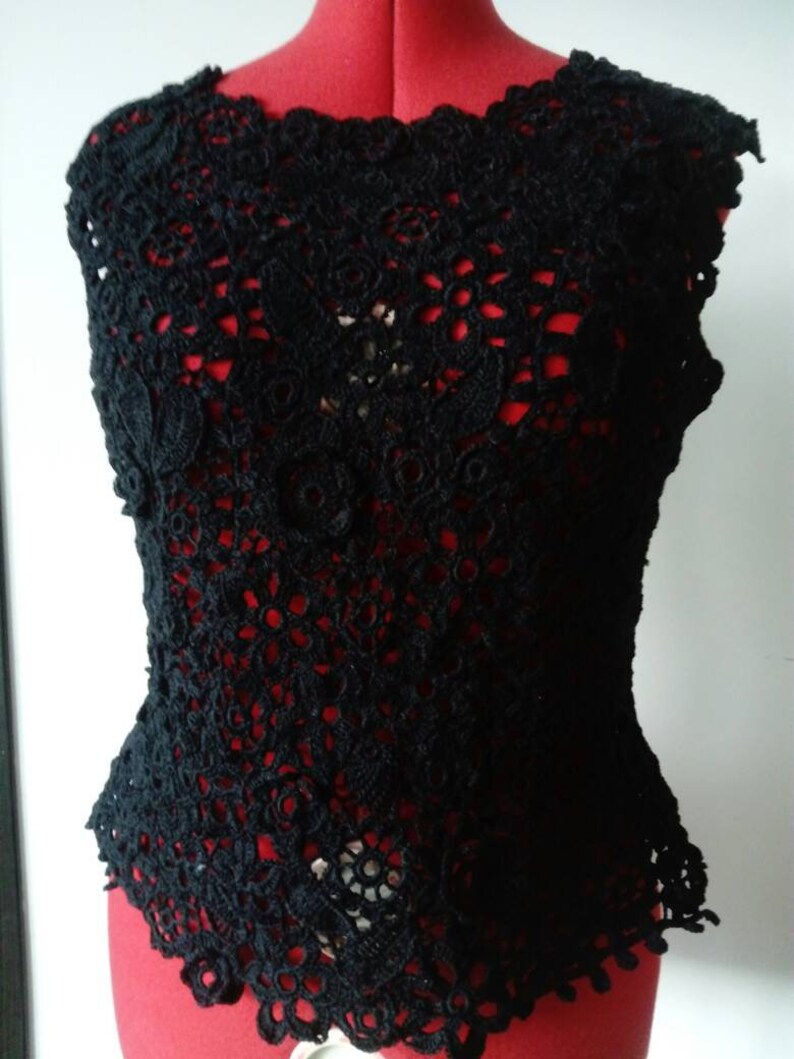 Beautiful crocheted cotton top. Irish lace Etsy