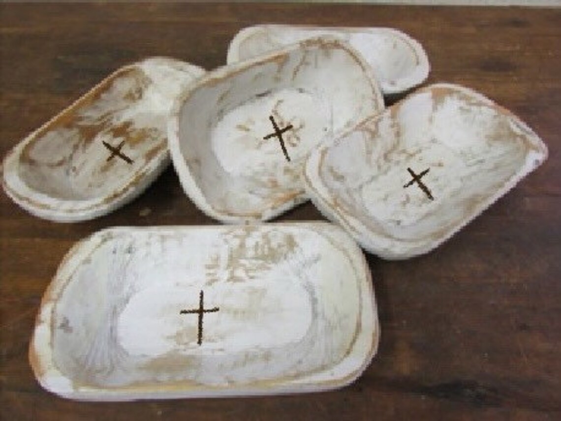 Four Small Mini Prayer Bowl Dough Bowl Cross religious gifts Etsy