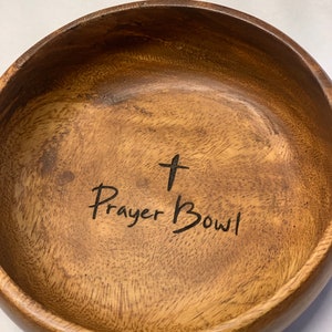 Round Prayer Bowl, Wood Bowl Cross religious gifts farmhouse rustic, catch all. trinket, mens gift, faith gift. Sympathy gift image 8