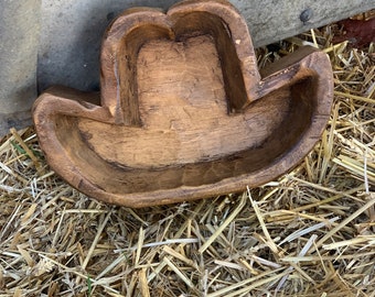 NEW Cowboy Hat Wood Dough Bowl Rustic Farmhouse Unique Gift. Cattle Livestock Gift. Western Decor. Gift. Catch All. Keys Holder