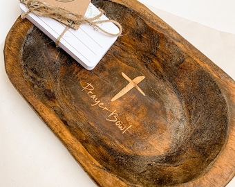 Small Mini Prayer Bowl Dough Bowl Cross religious gifts farmhouse rustic catch all. READY TO SHIP. Wood distressed. Man Gift, sympathy gift
