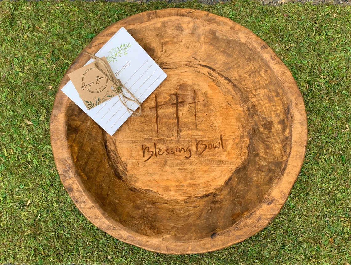Medium Hand Carved Blessing Bowl Prayer Bowl dough Bowl Etsy