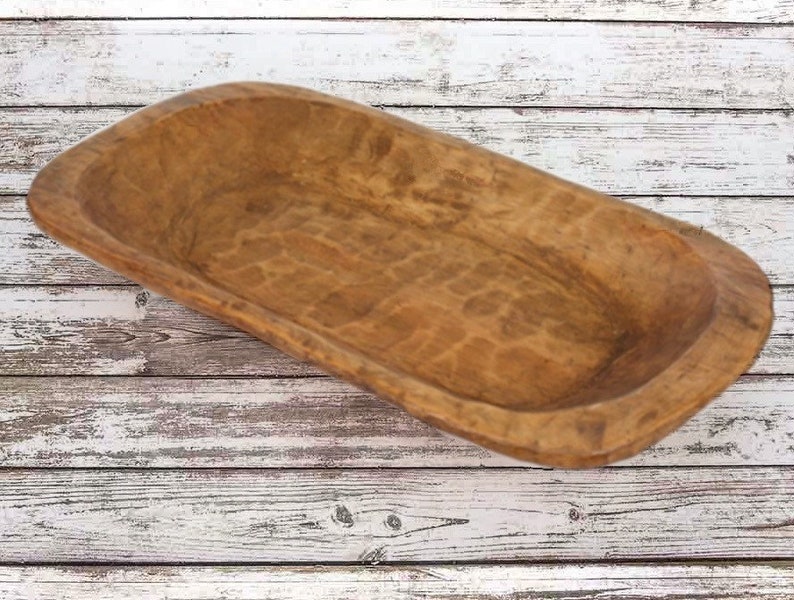 Large Wood Hand Carved Dough Bowl Rustic Farmhouse Decorative Bowl Bowls by Kim image 2