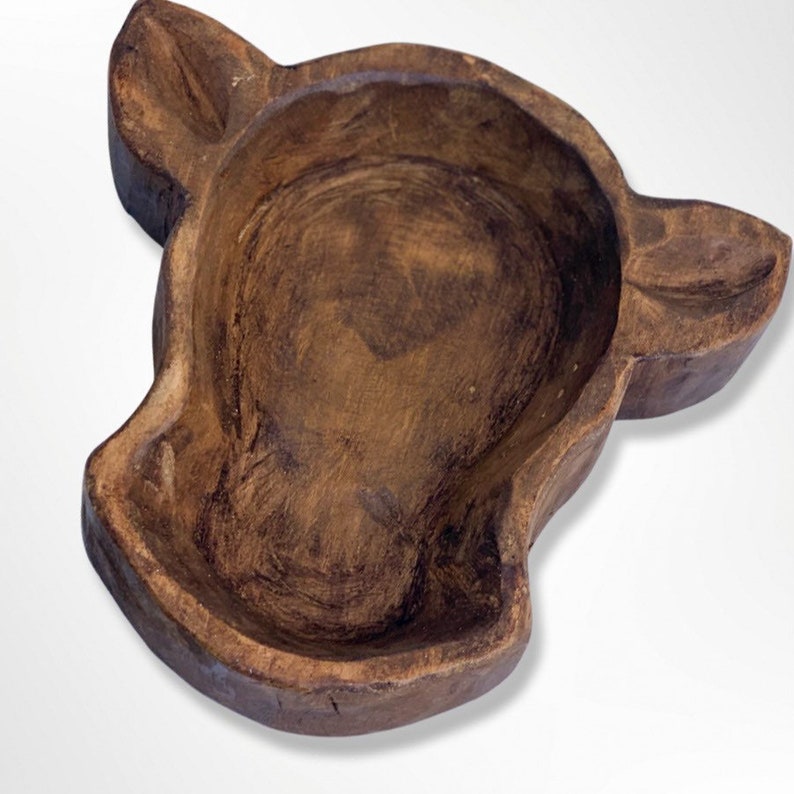 NEW MINI Cow Wood Dough Bowl Rustic Farmhouse Unique Gift. Cattle Livestock Gift. Western Decor. Gift. Catch All. Keys Holder image 4
