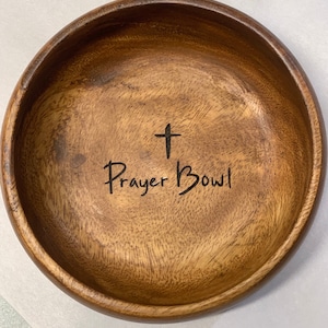 Round Prayer Bowl, Wood Bowl Cross religious gifts farmhouse rustic, catch all. trinket, mens gift, faith gift. Sympathy gift image 3