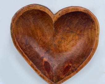 Huge Heart Carved Wood Dough Bowl FOOD SAFE Rustic Farmhouse Unique Gift