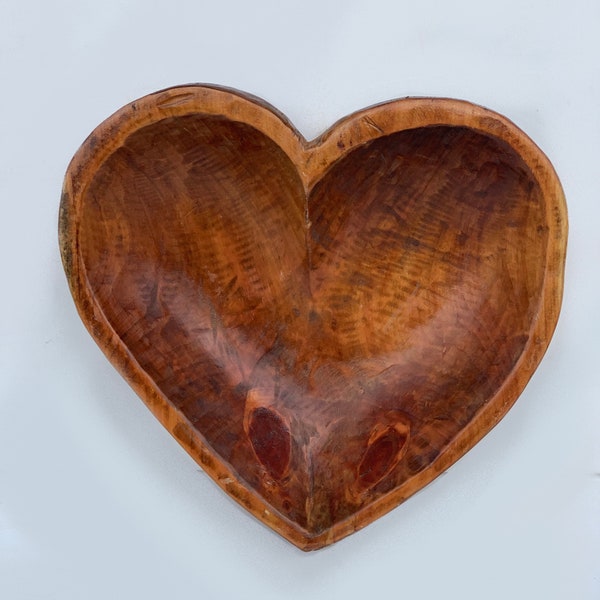 Huge Heart Carved Wood Dough Bowl FOOD SAFE Rustic Farmhouse Unique Gift