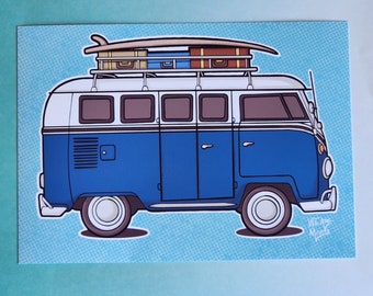 Vintage VW Bus Art Print a Limited Edition S/n Giclee Art - Etsy