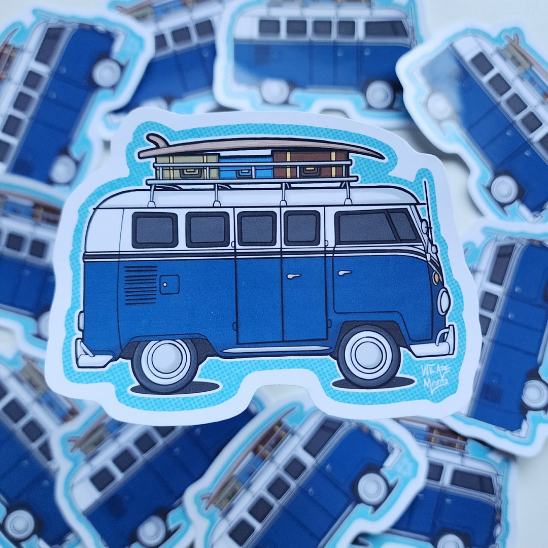 Blue VW Van Sticker - Etsy
