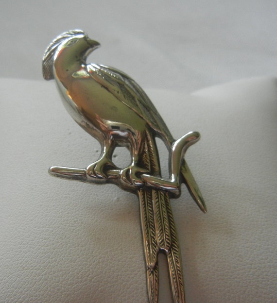 Large Bird of Paradise sterling silver brooch 7.8… - image 7