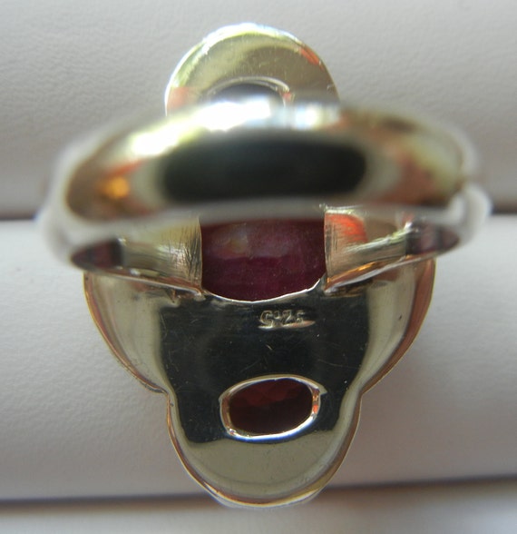 Large vintage ruby, garnet & sterling silver ring… - image 10