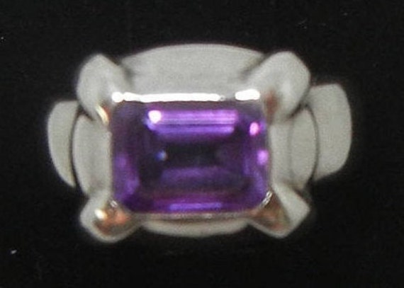 Vintage sterling silver and amethyst classic ring… - image 5