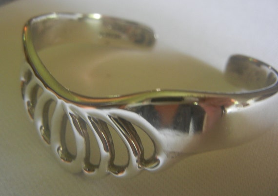 Vintage Taxco sterling silver 6-1/2"x 5/8" cuff b… - image 4