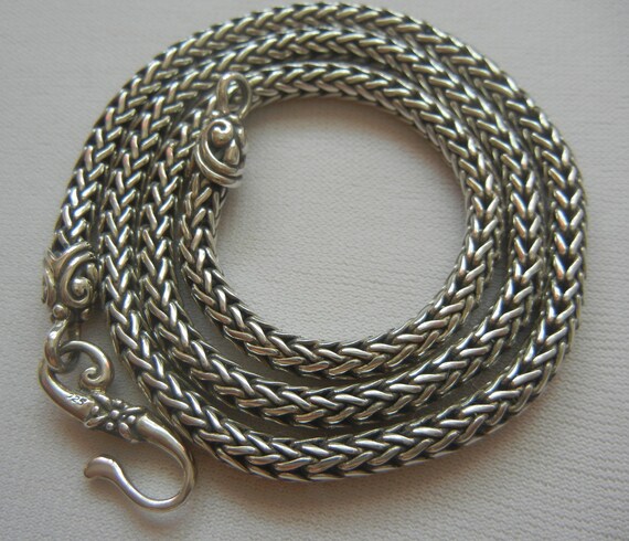 Bali wheat chain with toggle Vintage 20 Bali wheat chain sterling silver 30.2 grams 4.5mm Silver woven chain Mens Bali wheat chain.