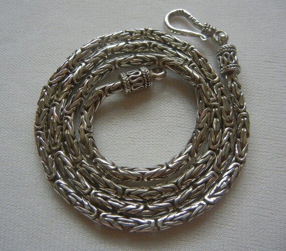 Bali wheat chain with toggle Vintage 20 Bali wheat chain sterling silver 30.2 grams 4.5mm Silver woven chain Mens Bali wheat chain.