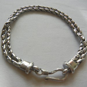 Double wheat chain Bali bracelet sterling silver 21.4 grams 8. Bali silver wheat chain bracelet. Silver wheat chain. Foxtail bracelet. image 5