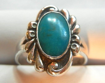 Bell Trading Post Türkis Ring, Navajo Sterling Silber, Größe 7,5