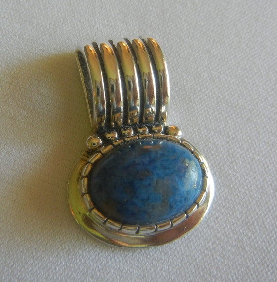 Carol Feeley lapis & sterling silver slider penda… - image 1