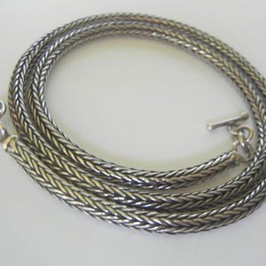 Vintage 5mm Bali wheat chain sterling silver 49.2 grams, 21-1/2&quot;.  Silver Bali jewelry.  Mens silver wheat chain.  Vintage silver chains.