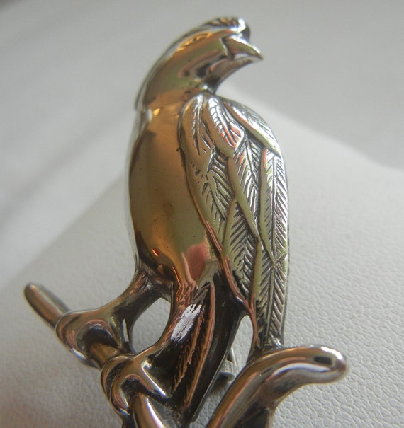 Large Bird of Paradise sterling silver brooch 7.8… - image 6