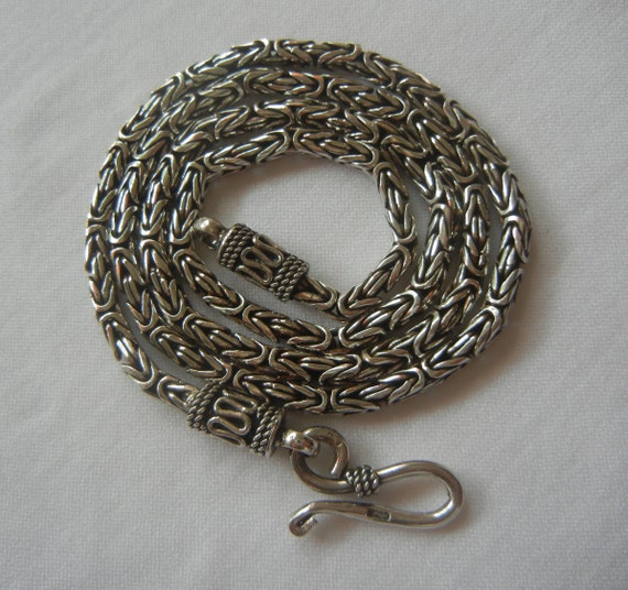 Bali wheat chain with toggle Vintage 20 Bali wheat chain sterling silver 30.2 grams 4.5mm Silver woven chain Mens Bali wheat chain.