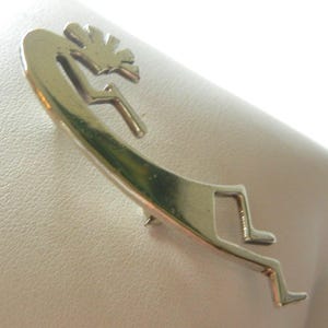 Sterling silver Kokopelli brooch 7 grams, 2-1/8&quot;x 1/2&quot;.   Elongated Kokopelli brooch.  Vintage Kokopelli brooch.  Kokopelli silver jewelry.