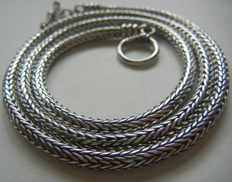 Bali wheat chain with toggle Vintage 20 Bali wheat chain sterling silver 30.2 grams 4.5mm Silver woven chain Mens Bali wheat chain.