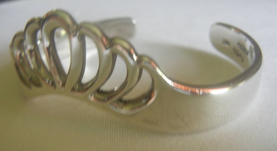 Vintage Taxco sterling silver 6-1/2"x 5/8" cuff b… - image 6