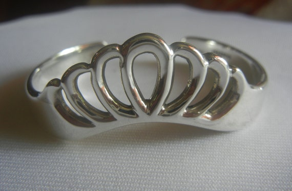 Vintage Taxco sterling silver 6-1/2"x 5/8" cuff b… - image 1