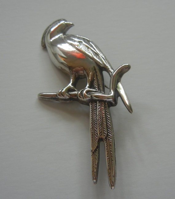 Large Bird of Paradise sterling silver brooch 7.8… - image 2