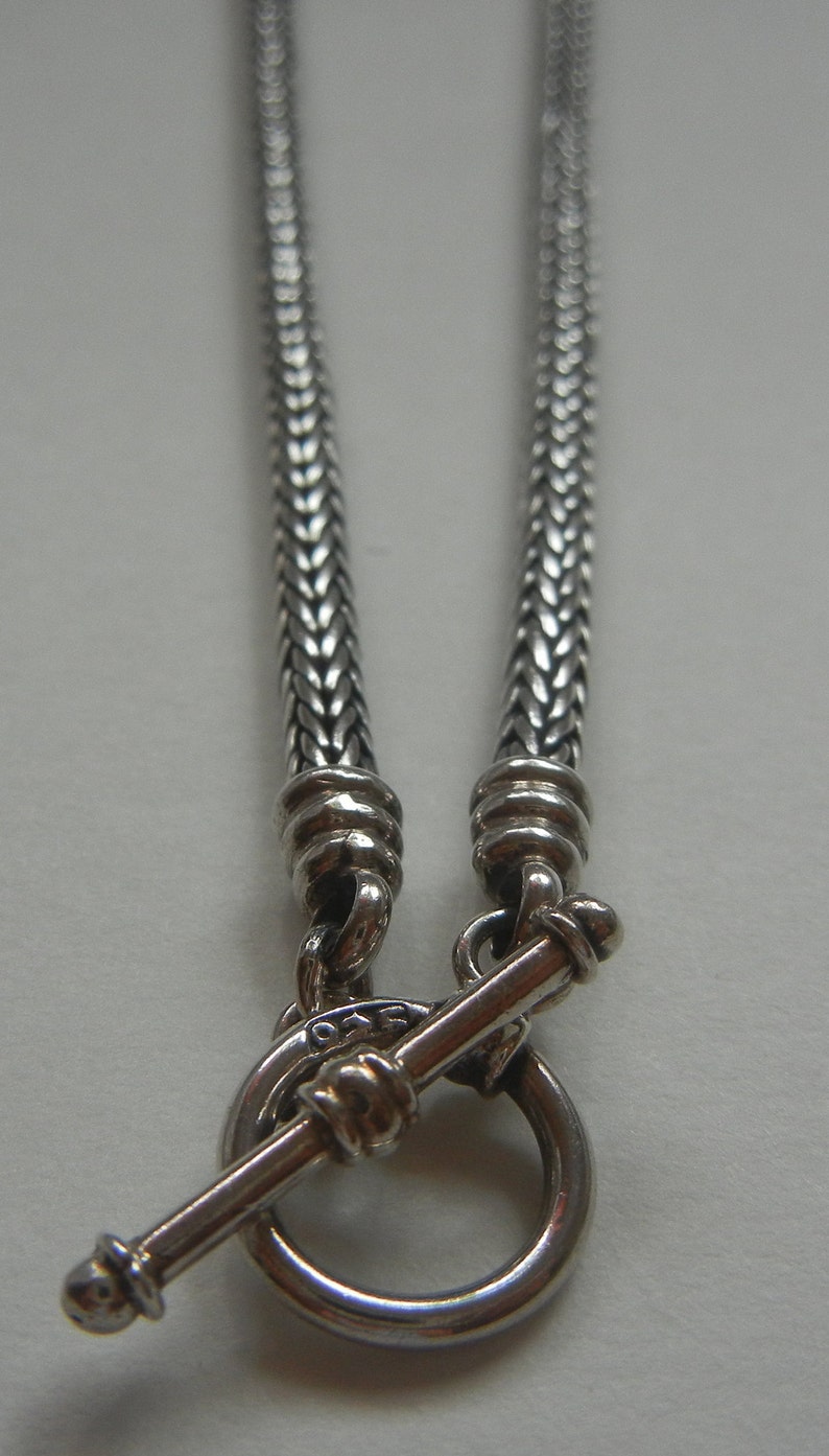 Bali wheat chain with toggle Vintage 20 Bali wheat chain sterling silver 30.2 grams 4.5mm Silver woven chain Mens Bali wheat chain.