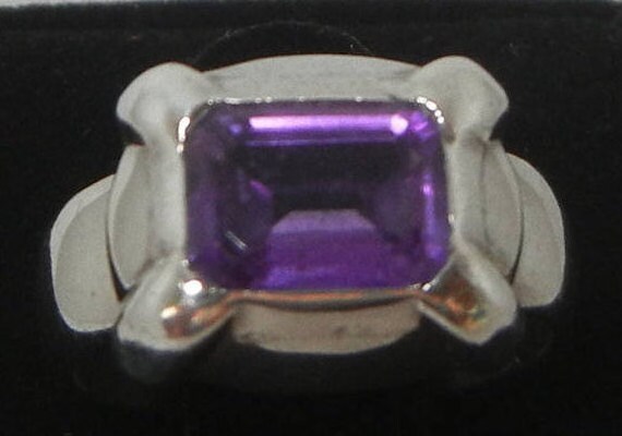 Vintage sterling silver and amethyst classic ring… - image 3