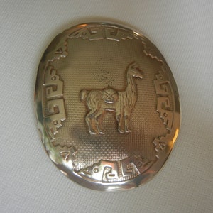 Large Peruvian llama pendant/brooch combo sterling silver 14.9grams, 2-3/8&quot;x 2&quot;. Peru silver jewelry. Folk art silver jewelry. Llama jewelry