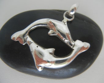 Vintage Sterling Silver Double Dolphin Pendant - Bali 1995