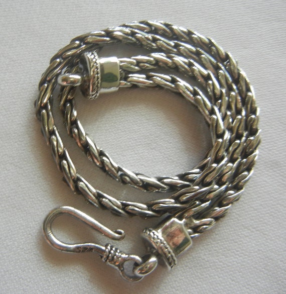 Double wheat chain Bali bracelet sterling silver … - image 4