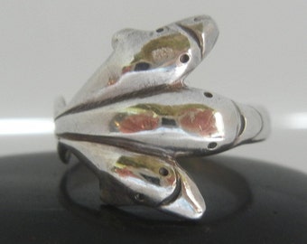 Anillo vintage de delfín de plata de ley de Bali: joyería Sea Life