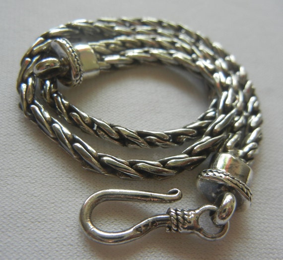 Double wheat chain Bali bracelet sterling silver … - image 2