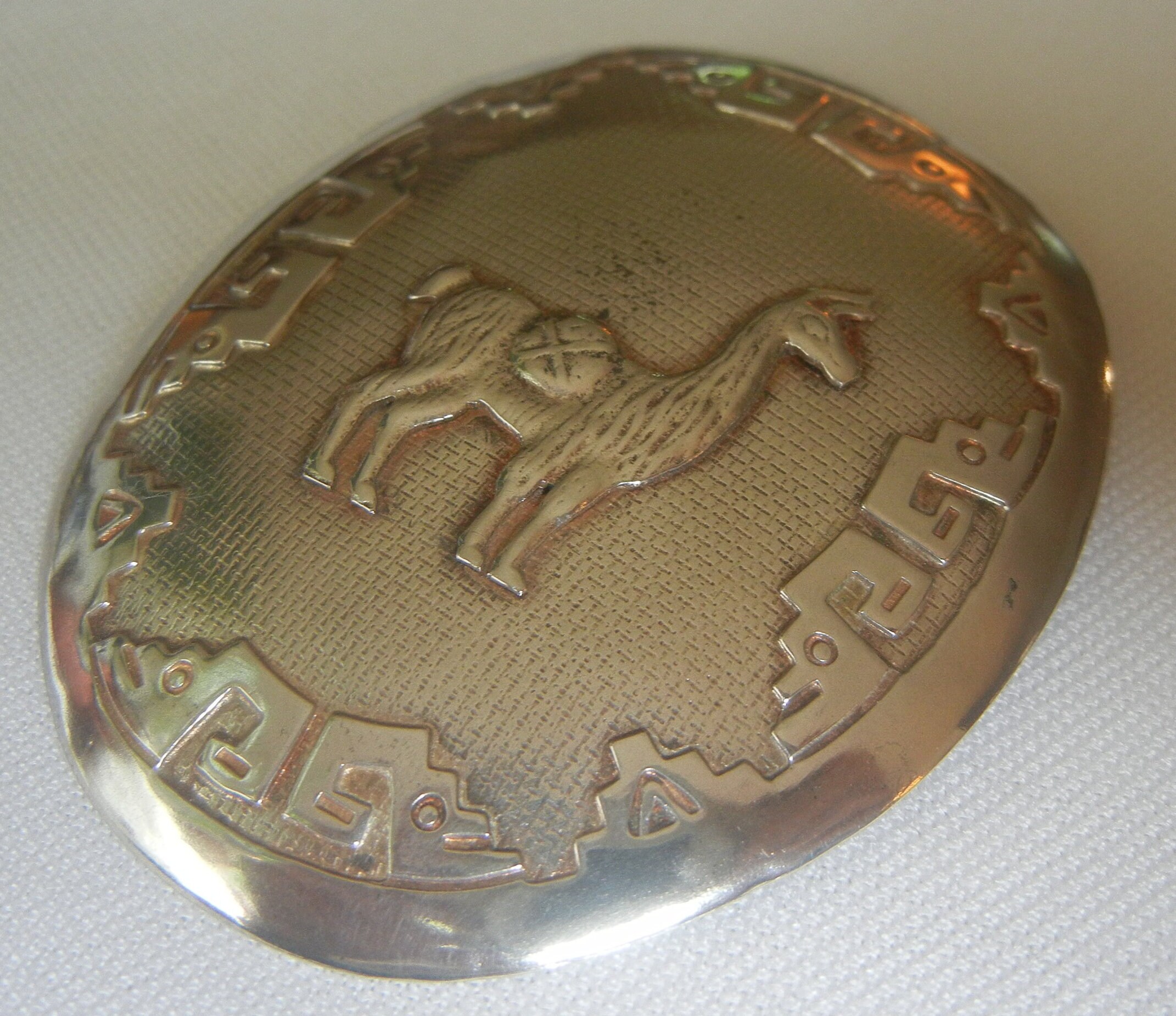 Broche ancienne vintage Art nouveau en argent sterling avec lama